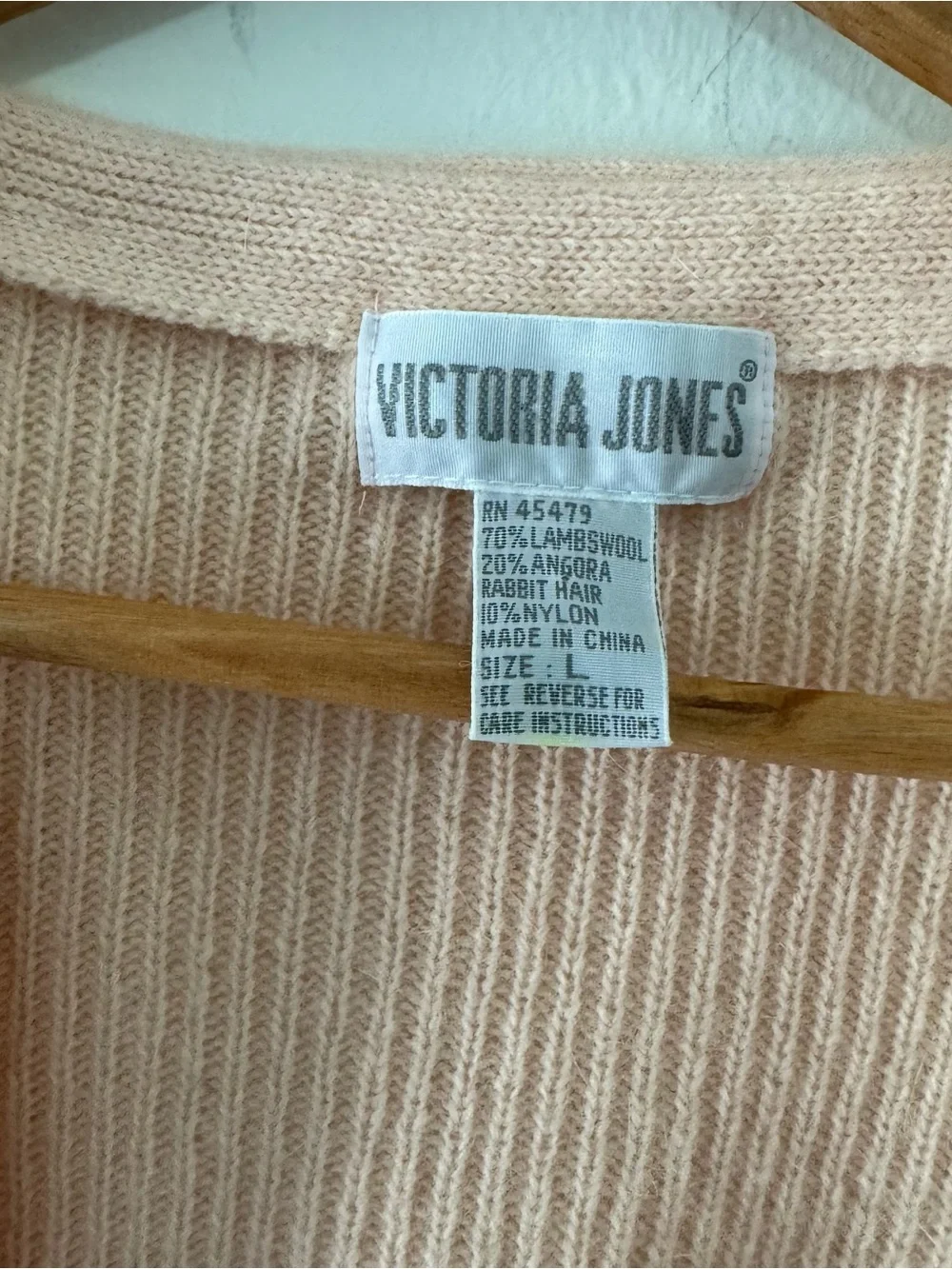 Vtg Victoria Jones Cardigan Sweater L Pink Lambswool Button Up Coquette Office - Picture 6 of 7
